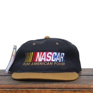 Vintage Trucker Hat Strapback Baseball Cap Colorblock Nascar America Motorsport Logo Racing Pure American Power Deadstock NWT