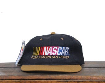 Vintage Trucker Hat Strapback Baseball Cap Colorblock Nascar America Motorsport Logo Racing Pure American Power Deadstock NWT
