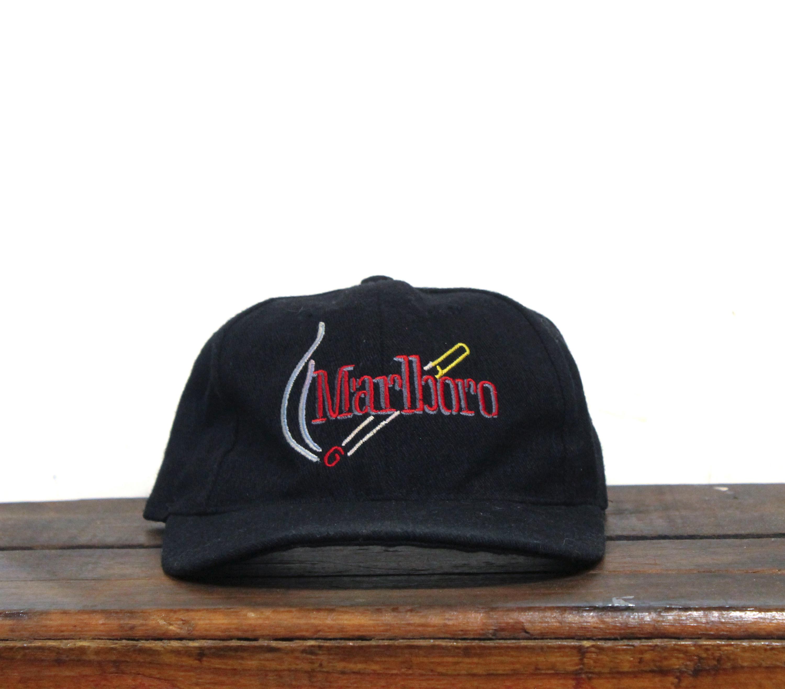 Vintage 90s Marlboro Cigarettes Logo Tobacco Strapback Hat 