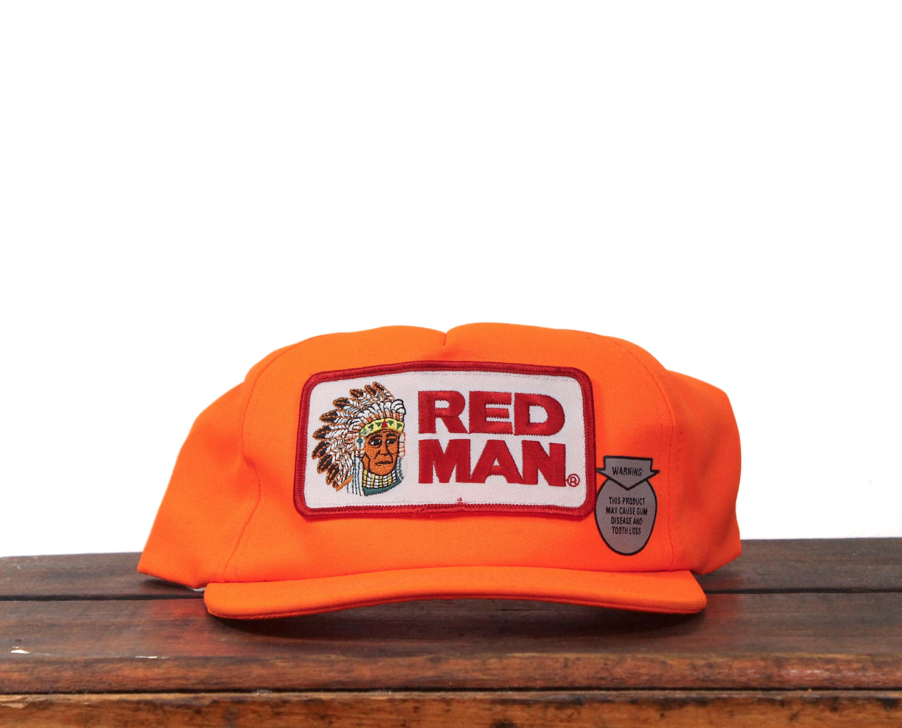 Red Man Retro Vintage Style Chew Snuff Dip Chaw Heritage Classic American Hat Ca Red Man Tobacco hat Redman Vintage painters cap 90s Snapback  main image 3