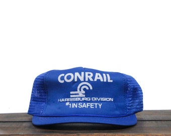 Vintage Conrail Railroad Harrisburg Division Terminal Freight Train Pennsylvania #1 In Safety Snapback Trucker Hat Baseball Cap