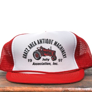 Vintage Gratz Area Antique Machinery Association Farm Equipment Tractors Collector Club Engine Trucker Hat Snapback Baseball Cap
