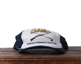 Vintage Cabela's World's Foremost Outfitters Hunting Fishing Outdoor Supplies Store Trucker Hat Snapback Baseball Cap