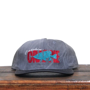 Vintage Distressed Trucker Hat Snapback Baseball Cap Catchin&#39; Crappie Fishing Fish Angler Sportsman Seafood Made In USA