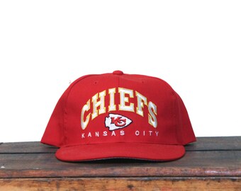 Vintage 90s Kansas City KC Chiefs Football NFL Team Arch Snapback Hat Baseball Cap
