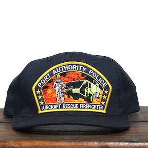 Vintage Port Authority Police Aircraft Rescue Firefighter NYC New York City Law Enforcement Cops NYPD Snapback Trucker Hat Baseball Cap