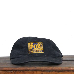 Vintage Black Denim Unstructured Strapback Hat Baseball Cap Fox Sports TV Channel Television Show Station Same Game New Attitude