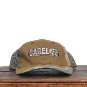Vintage Camo Camouflage Strapback Hat Baseball Cap Cabela&#39;s Club Hunting Outdoor Outfitters Camping Fishing Store Realtree