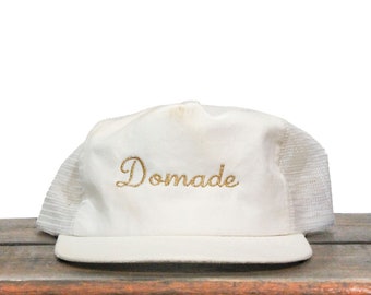 Vintage Distressed Snapback Trucker Hat Baseball Cap Minimal White Domade Script Industrial Supply