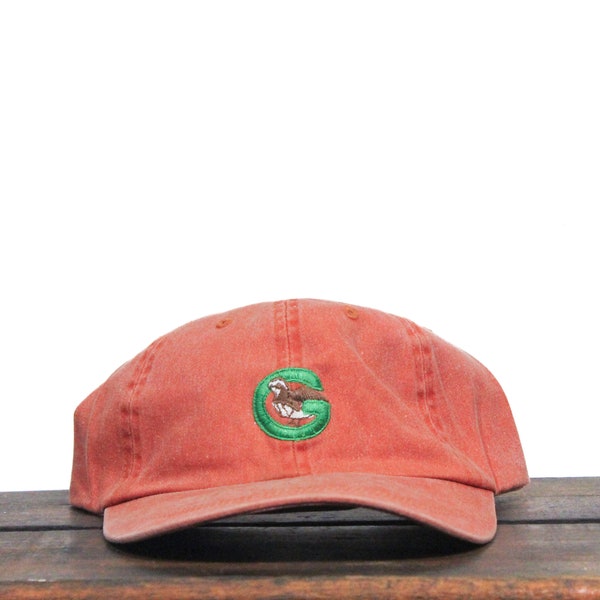 Vintage Washed Out Letter G Grouse Bird Golf Country Club Unstructured Strapback Hat Baseball Cap