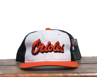 Vintage Deadstock New With Tags The Game Glued Tag Baltimore Orioles O's Maryland Script Snapback Hat Baseball Cap