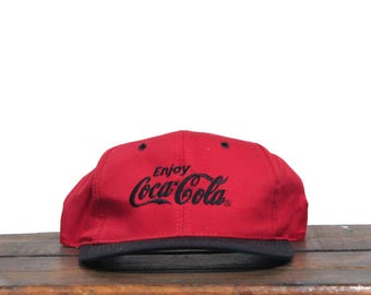 Vintage 90s Coke Coca Cola Classic Soft Drink Logo Soda Pop Snapback Hat Baseball Cap