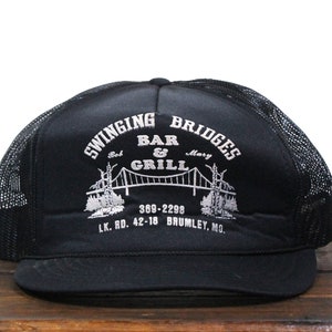 Vintage Trucker Hat Snapback Baseball Cap Swinging Bridges Bar & Grill Restaurant Brumley MO Missouri Lake Of The Ozarks