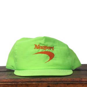 Vintage Trucker Hat Snapback Baseball Cap Neon Fluorescent Yellow Newport Cigarettes Tobacco Menthol Party