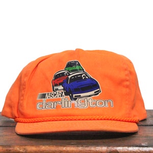 Vintage Darlington Raceway South Carolina Too Tough To Tame Nascar Racing Track Speedway Blaze Orange Snapback Trucker Hat Baseball Cap