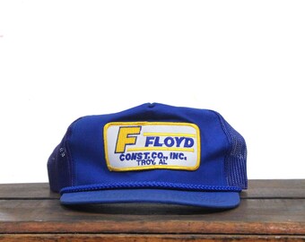 Vintage Floyd Construction Co Inc Contractor Bulldozer Excavator Heavy Equipment Troy AL Alabama Trucker Hat Snapback Baseball Cap Patch