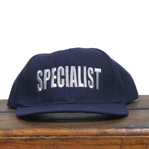 Vintage 90s Snapback Hat Baseball Cap Specialist US Military Infantry Veteran Army Unit