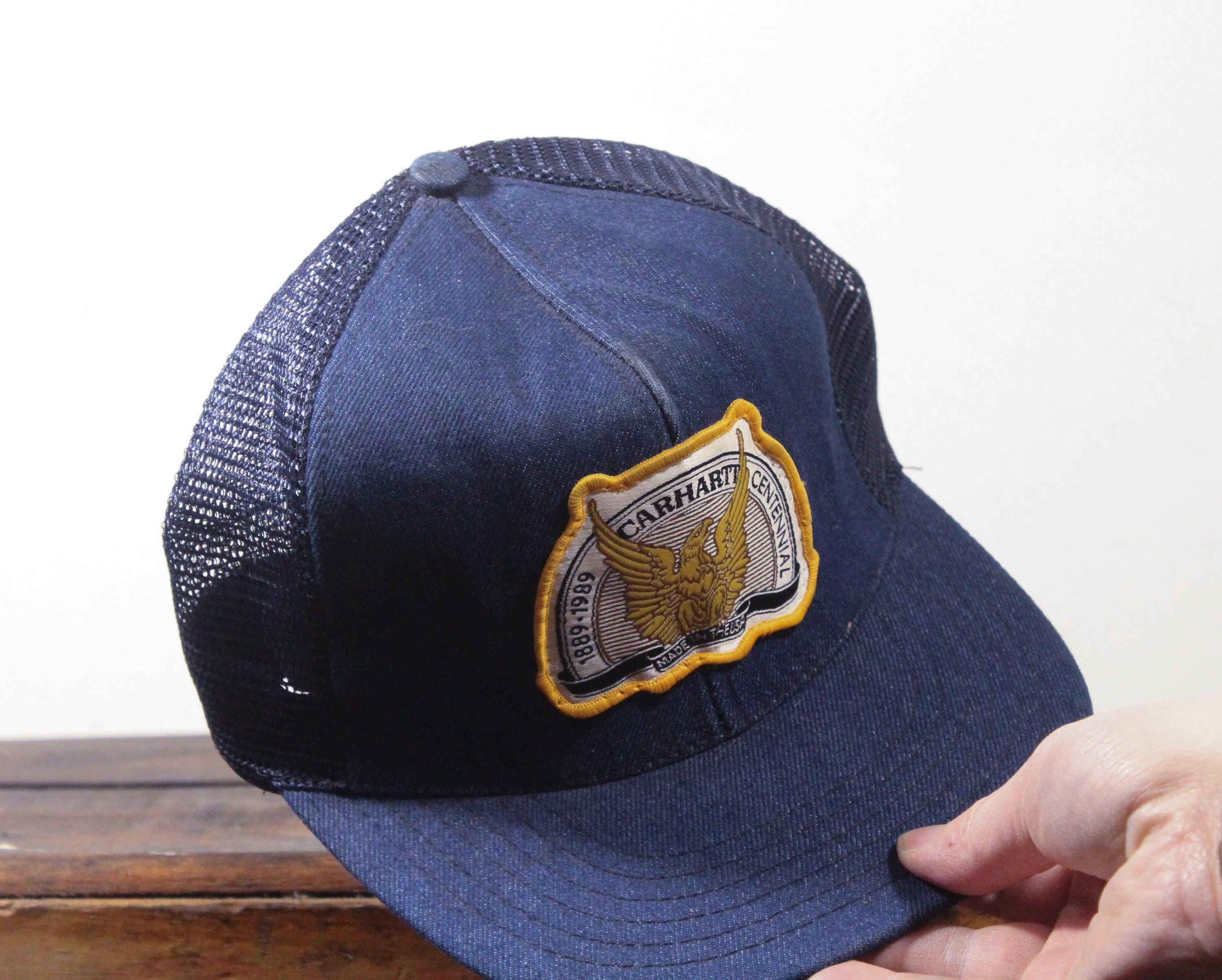 Vintage 80s Denim Carhartt Trucker Hat Snapback Baseball Cap 80s