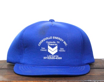 Vintage Cookeville Energy Inc Oil Lubricants Gas Station Chevron Heat Fuel Tennessee TN Trucker Hat Snapback Baseball Cap