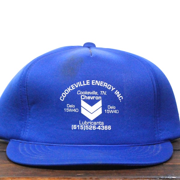 Vintage Cookeville Energy Inc Oil Lubricants Gas Station Chevron Heat Fuel Tennessee TN Trucker Hat Snapback Baseball Cap