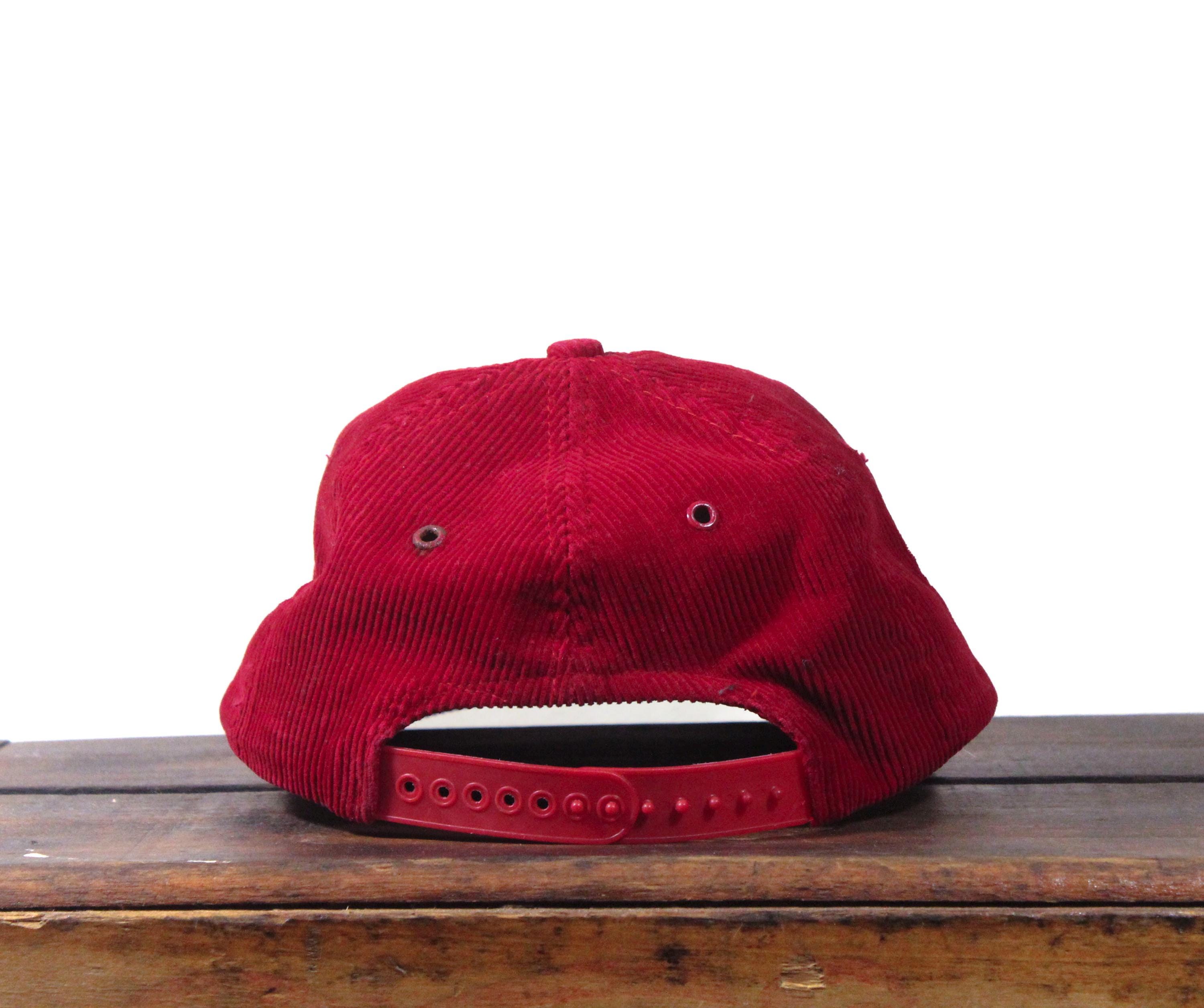 Vintage 80s Red Corduroy Marlboro Cigarettes Tobacco Sports Cap