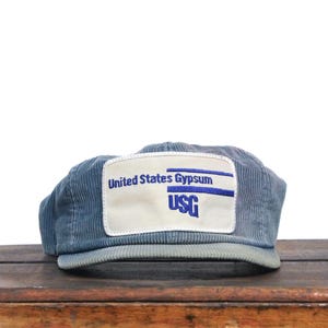 Vintage Distressed Faded Corduroy USG United States Gypsum Sheetrock Drywall K Brand Products Trucker Hat Snapback Baseball Cap USA Made