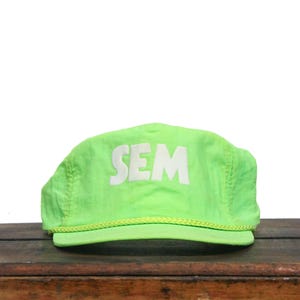 Vintage Neon Green SEM Logo Letters Initials Trucker Hat Strapback Baseball Cap