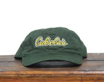 Vintage 90s Unstructured Strapback Hat Baseball Cap Cabela's Hunting Outdoor Outfitters Camping Fishing