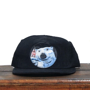 Vintage Corduroy Coca Cola Polar Bear Mascot Coke Classic Soft Drink Logo Soda Pop Snapback Hat Baseball Cap Made In USA