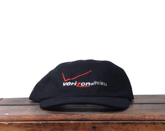 Vintage Verizon Wireless Telecom Phone Company Telephone Internet Unstructured Strapback Hat Baseball Cap
