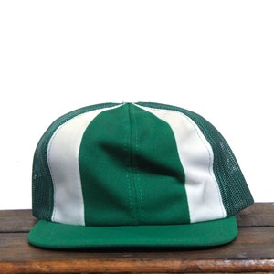 Vintage jaren &#39;80 lege Kelly groen witte strepen Trucker Hat Snapback Baseball Cap