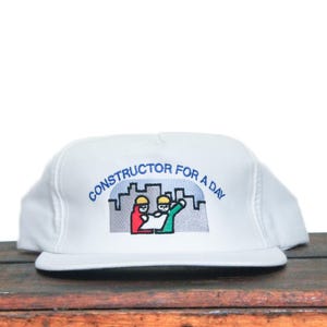 Vintage Constructor For A Day 1999 Construction Excavation Contractor Bulldozer Excavator Trucker Hat Snapback Baseball Cap Made In USA