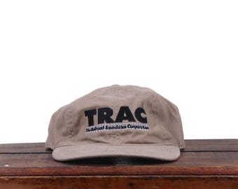 Vintage 90s Unstructured Strapback Hat Baseball Cap TRAC The Railroad Associates Corp Track Construction Engineers Freight Train
