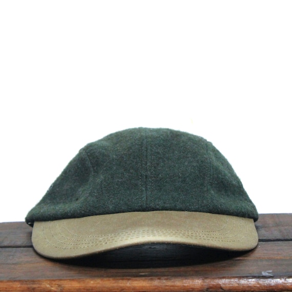 Vintage CC Filson Green Wool Tincloth Oilcloth Long Brim Bill Fitted Small Fishing  Hat Baseball Cap Made in USA Size 7 or 7 1/8 