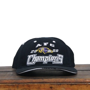 Vintage Y2K Baltimore Ravens Football 2000 AFC Champions NFL Maryland Snapback Hat Baseball Cap