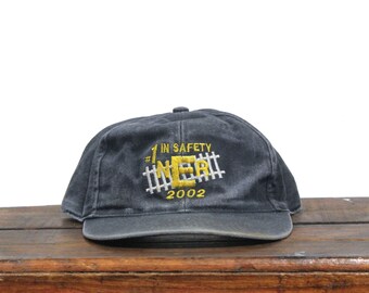 Vintage Washed Out CSX NER #1 In Safety 2002 Freight Train Railroad Shipping Strapback Hat Baseball Cap