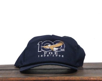Vintage Snapback Trucker Hat Baseball Cap 100th Anniversary 1998 FOE Fraternal Order Of Eagles Club Organization