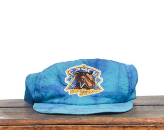 Vintage Trucker Hat Snapback Baseball Cap Acid Wash Tie Dye Windbreaker Fabric Camel Cigarettes Smokin Joe Smooth Character