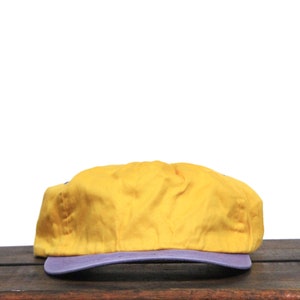Vintage 90s Blank Yellow Faded Purple Brim Snapback Hat Baseball Cap