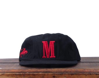 Vintage 90s Marlboro M Cigarettes Tobacco Rodeo Cowboy Unstructured Strapback Hat Baseball Cap