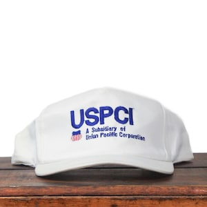 ヴィンテージ USPCI ユニオンパシフィック鉄道の子会社 貨物鉄道機関車列車 危険廃棄物 スナップバック トラッカーハット 野球帽