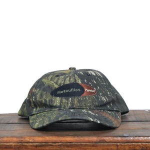 Vintage Mossy Oak Woodland Camo Camouflage Jagd Clark Metaullics Pyrotek Metallgießerei Casting Strapback Hut Baseballkappe