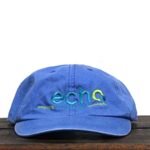 Vintage Washed Out Blue Echo Logo Unstructured Strapback Hat Baseball Cap