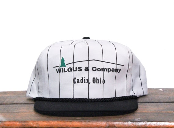 Vintage Pinstripe Trucker Hat Snapback Baseball Cap Wilgus \u0026 Company Cadiz Ohio Lumber Building Supply Wood