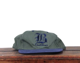 Vintage 90s Bahamas Beach Tropical Island Vacation Snapback Hat Baseball Cap