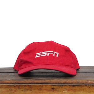 Vintage Distressed 90s ESPN Logo Sports TV Channel Television Network Strapback Hat Baseball Cap