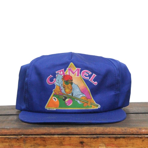 Vintage Camel Cigarettes Tobacco Joe Camel Playing Pool Billiards Trucker Hat Snapback Baseball Cap