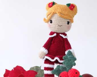 Crochet Doll Amigurumi PATTERN ONLY Christmas Doll Holly And Ivy