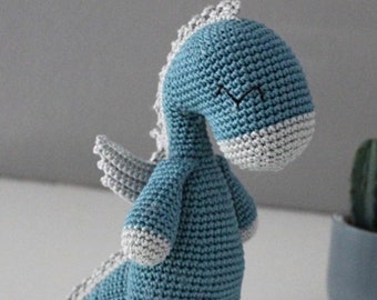 Crochet Amigurumi Button the Dragon Stuffed Animal PDF PATTERN ONLY Toy
