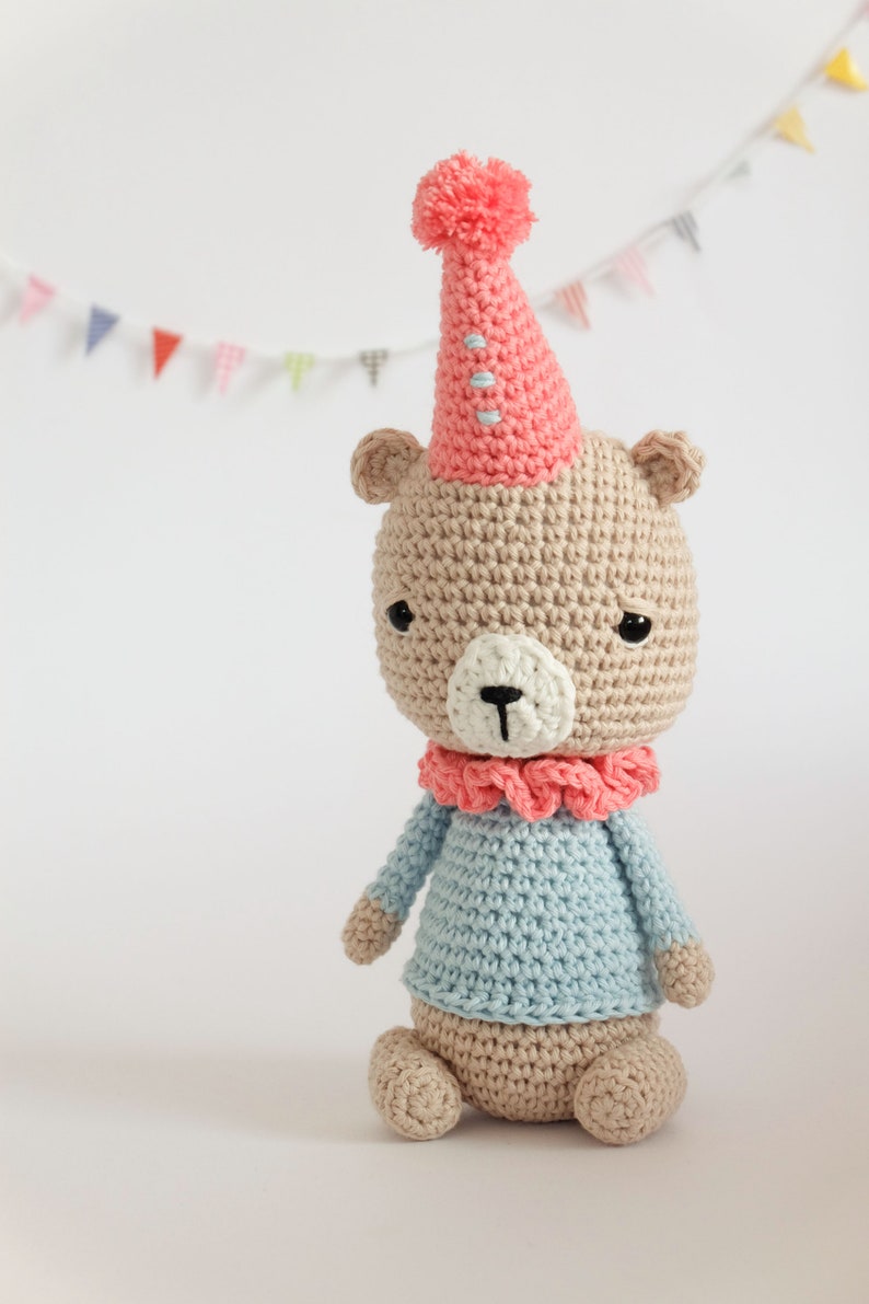 Crochet Amigurumi Pete the Bear Stuffed Animal PATTERN ONLY PDF Download Toy image 1